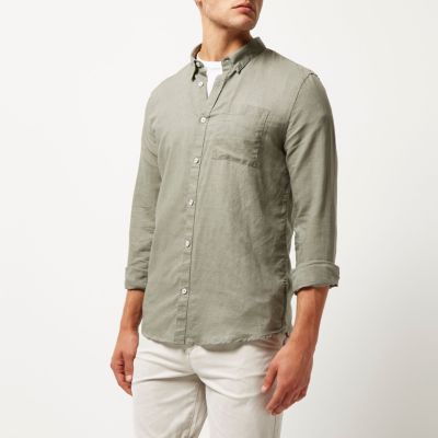 Green linen-rich shirt